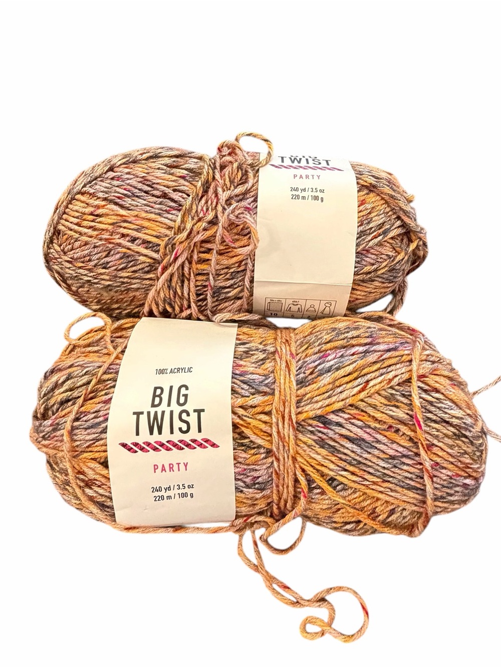 BIG TWIST Party Acrylic Yarn Daybreak 240 yd Each 2023 2 Skeins Lot # P 231-3